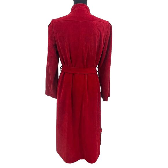 Vintage Ultara Jon Rico Red Non Leather Suede Trench Coat Sz 10 - Picture 3 of 9